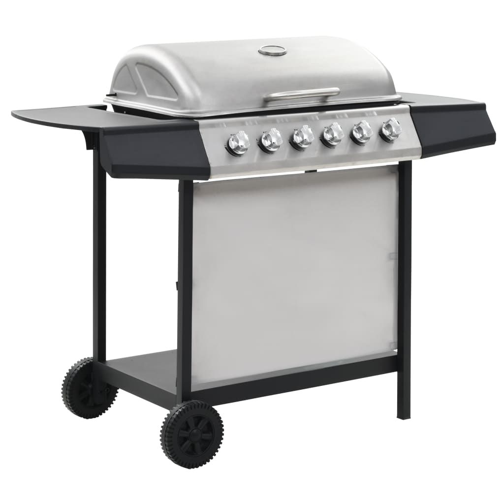 VidaXL przenośny grill gazowy z 6 polami, stal nierdzewna w kolorze srebrnym(Por omisión)