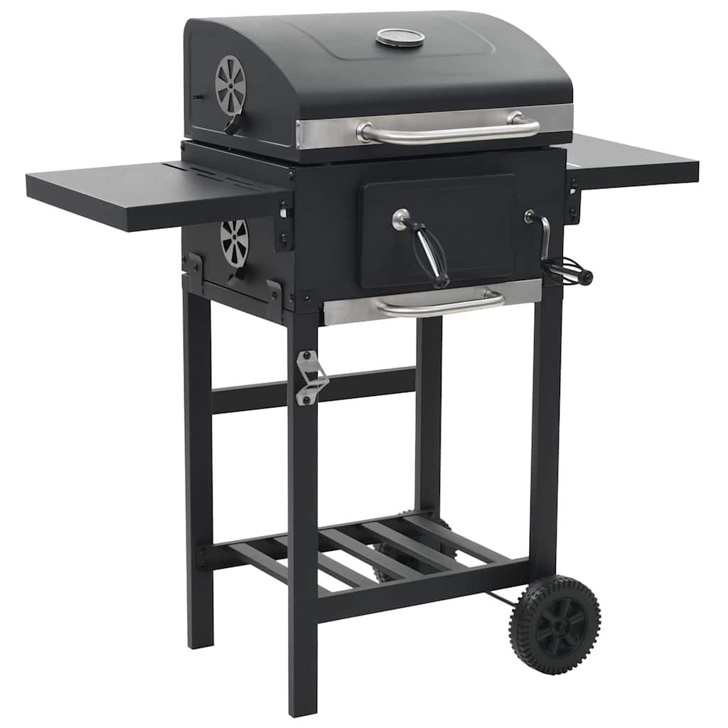 Czarny grill węglowy z dolną półką vidaxl(Por omisión)