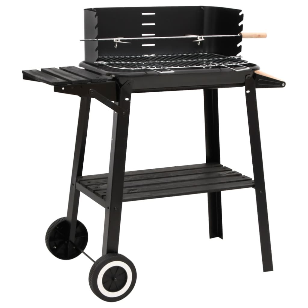 Grill węglowy z kółkami, czarna stal, VidaXL(Por omisión)