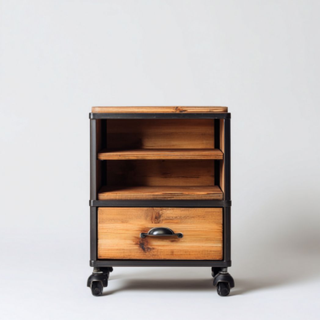 Mobilny stół do pracy z blatem z płyty MDF w kolorze dębu - 40 x 40 x 60