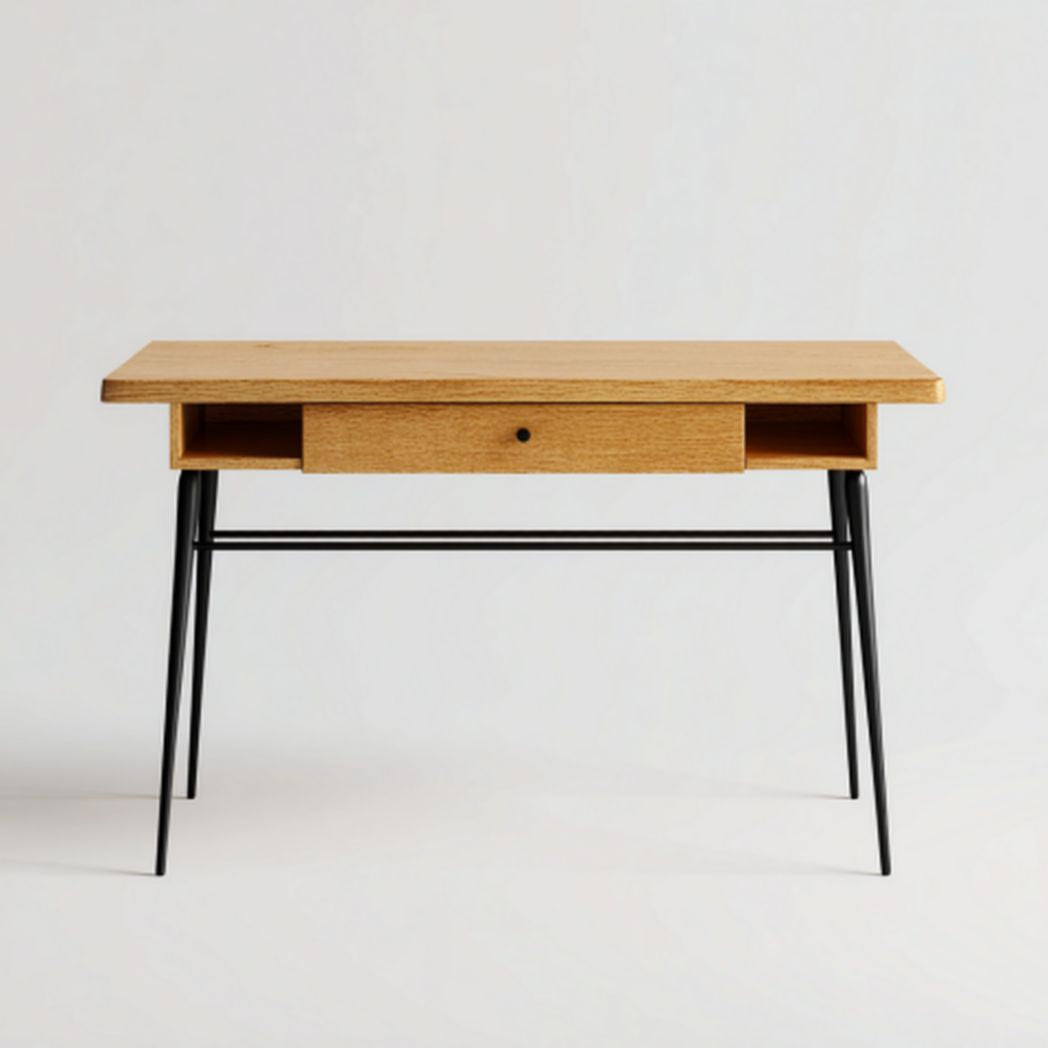 Biurko z naturalnego drewna do użytku biurowego z metalowymi nogami - 120 x 60 x 75