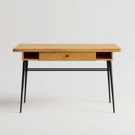 Biurko z naturalnego drewna do użytku biurowego z metalowymi nogami - 120 x 60 x 75