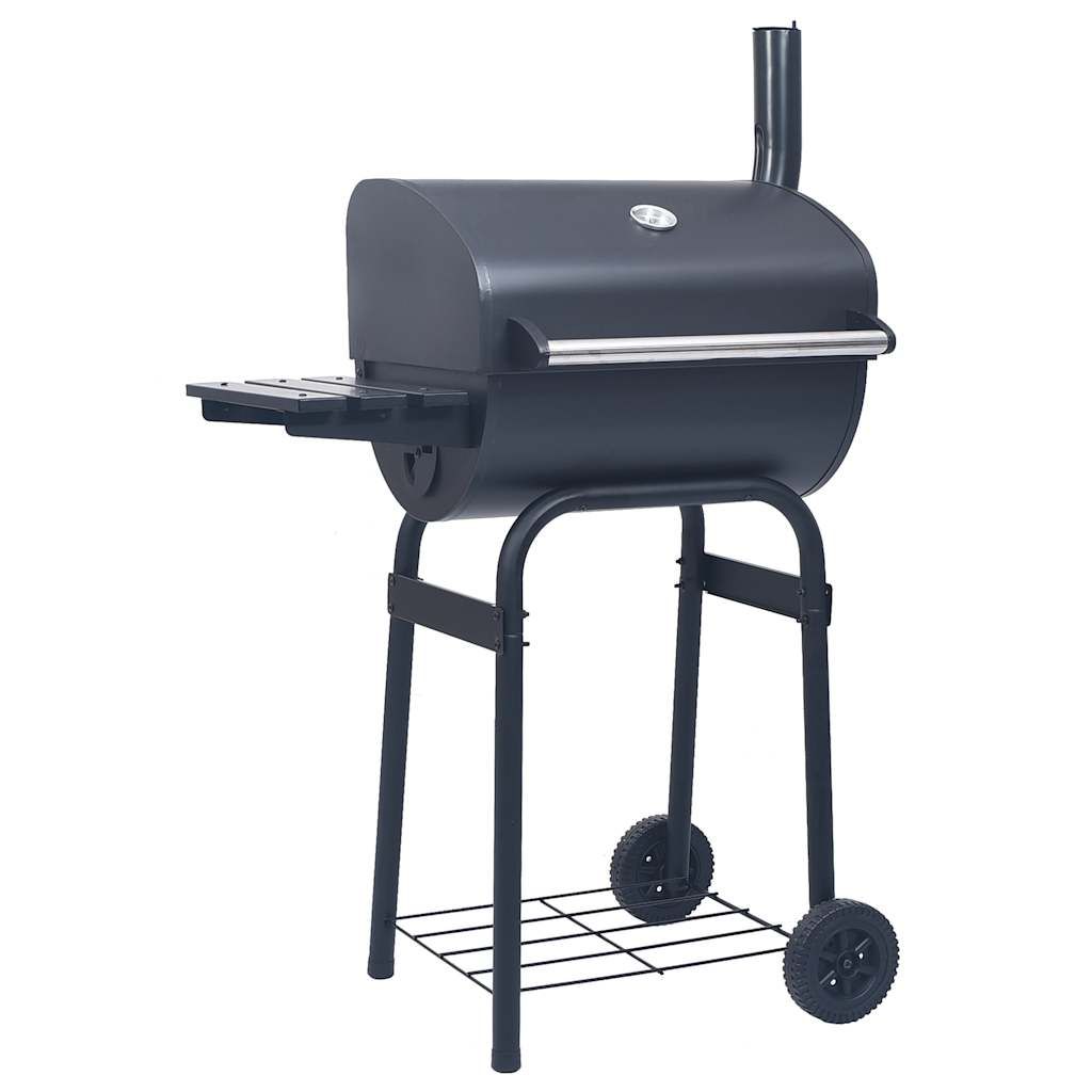 Czarny grill węglowy z wędzarnią i dolną półką vidaxl(Por omisión)