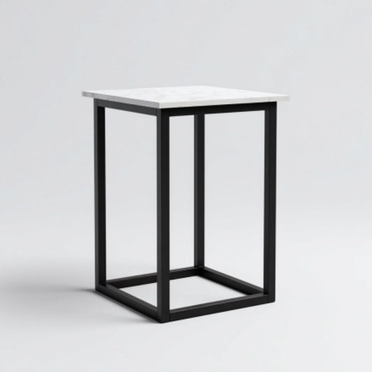 Stolik pomocniczy do użytku w salonie z metalową podstawą i marmurowym blatem - 60 x 60 x 75