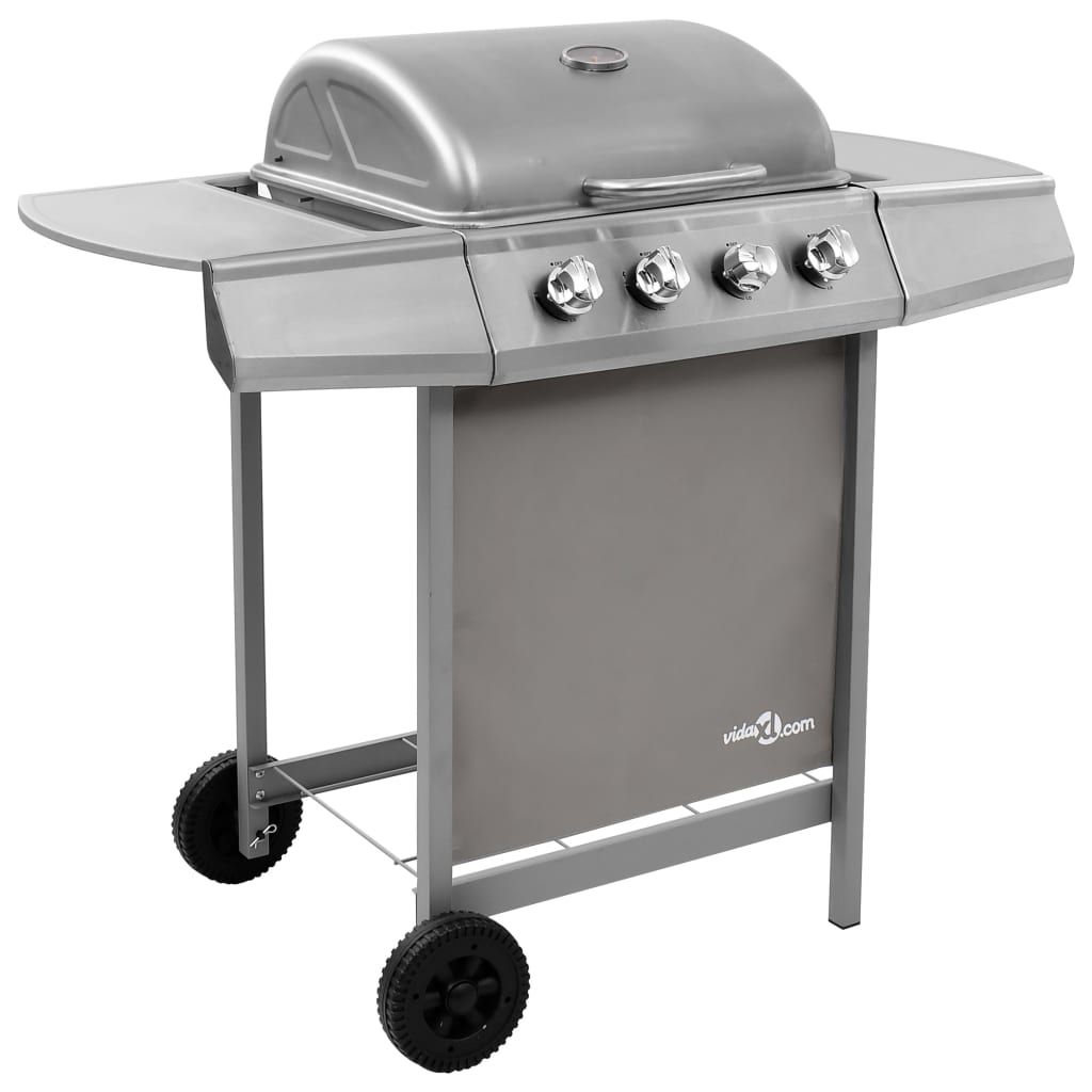 Grill gazowy Vidaxl 4-palnikowy, srebrny(Por omisión)