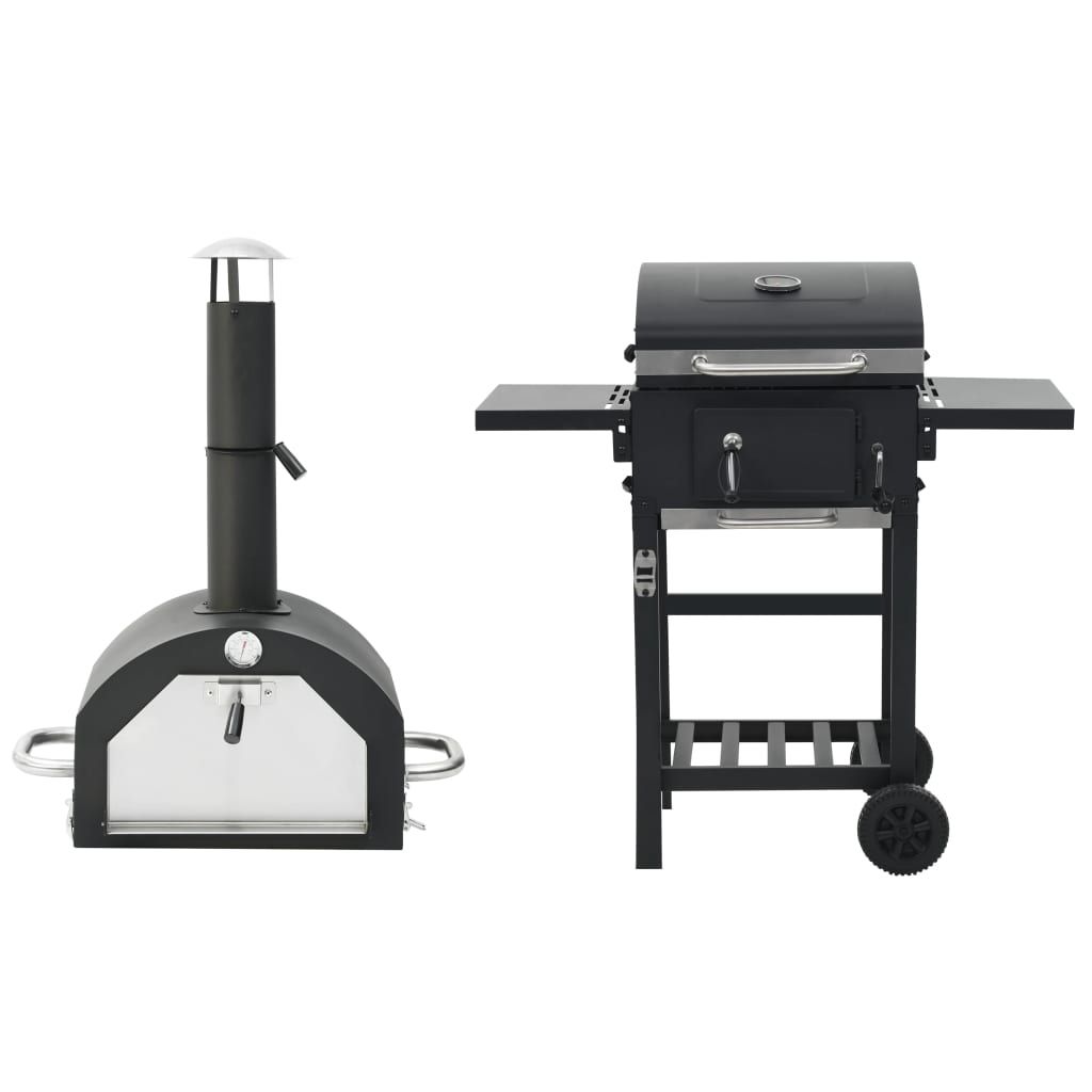 Vidaxl 3 w 1 Piec do pizzy i grill zewnętrzny – czarny(Por omisión)